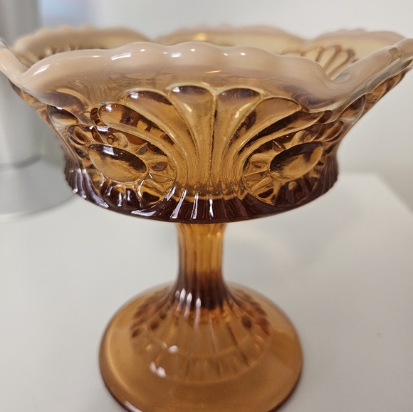 Fenton Amber Cameo Glass Compote - Picture 3 of 7